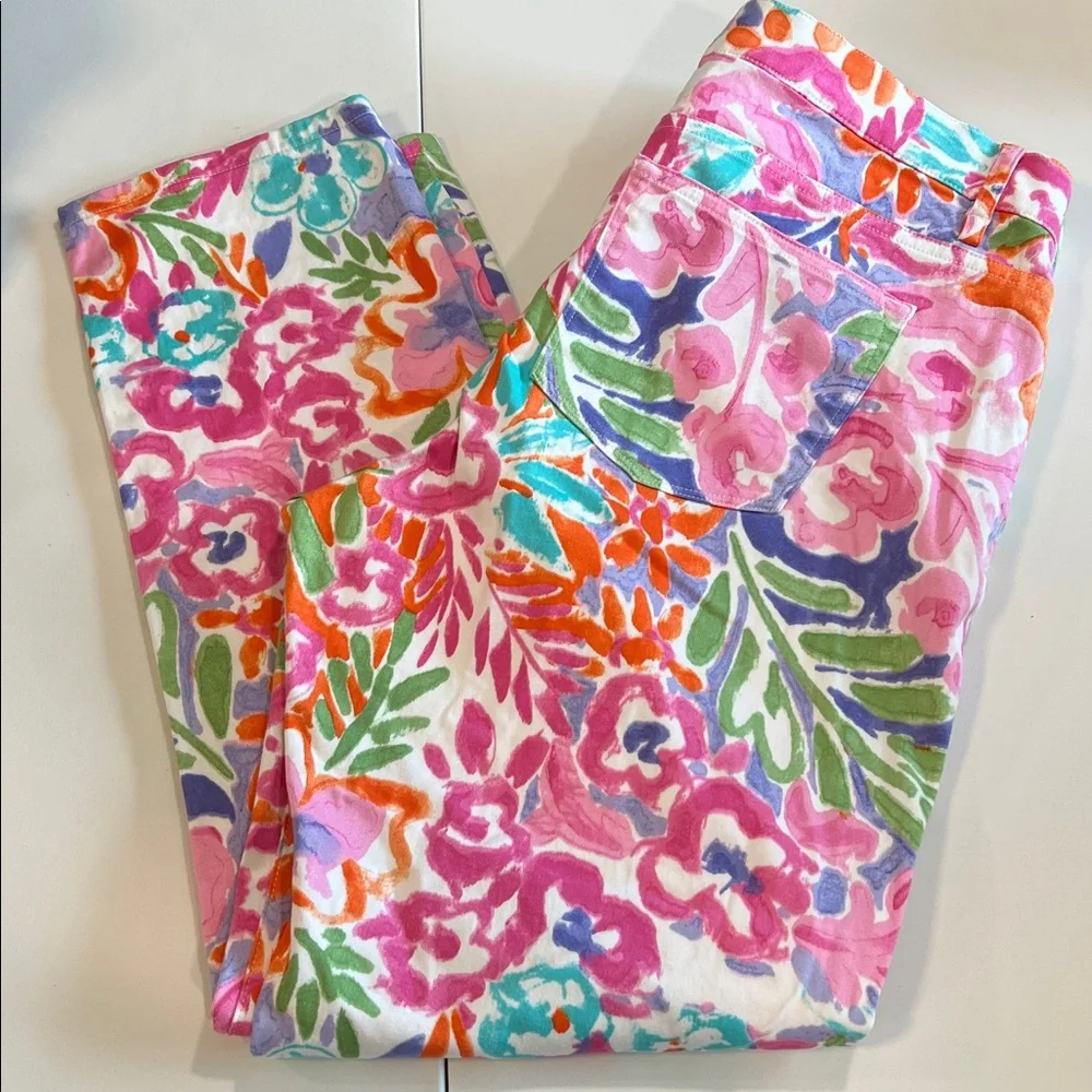 Lauren Ralph Lauren‎ - 12P, Pink/Orange/Green/Purple stretch cropped pants